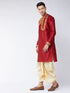 Vastramay Men's Maroon And Gold Silk Blend Kurta and Dhoti Set
